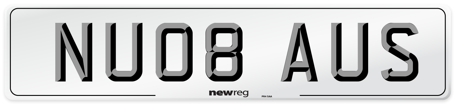 NU08 AUS Number Plate from New Reg